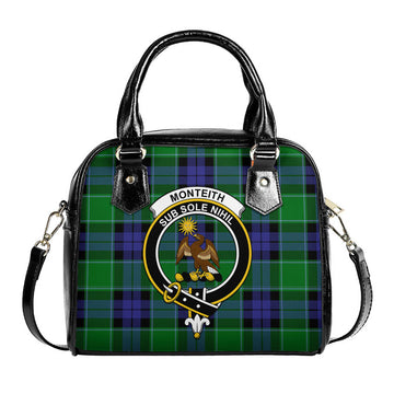 Monteith Tartan Shoulder Handbags with Family Crest One Size 9*21*24 cm (3.54*8.27*9.45 inches) - Tartan Vibes Clothing