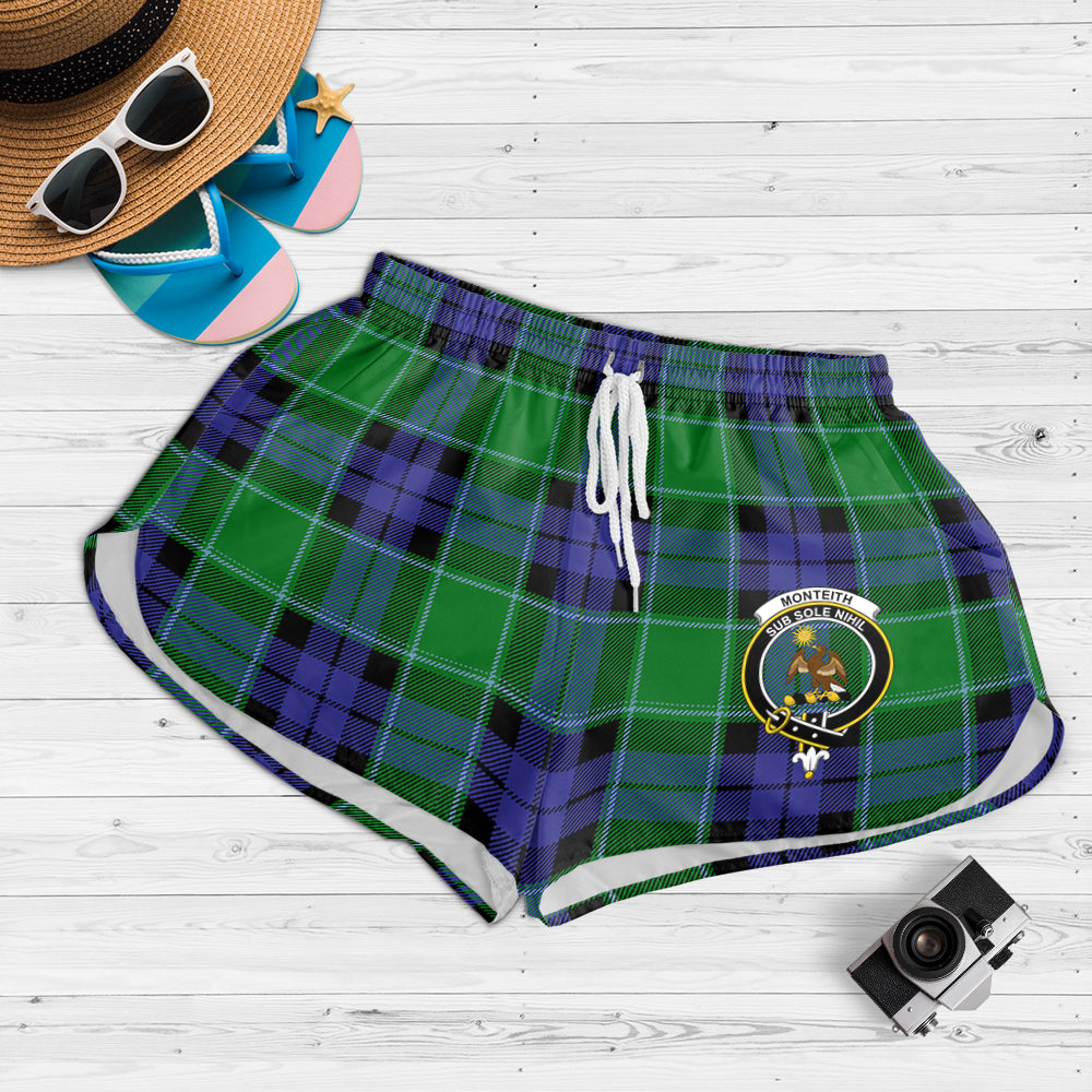 monteith-tartan-womens-shorts-with-family-crest