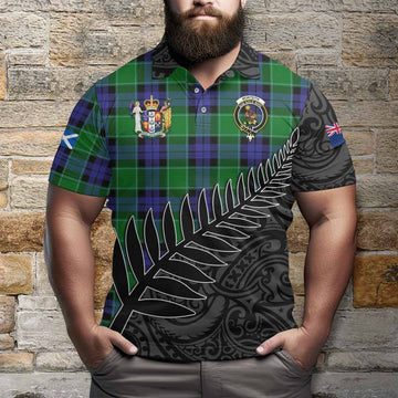 Monteith Crest Tartan Polo Shirt with New Zealand Silver Fern Half Style