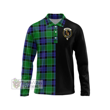 Monteith Tartan Long Sleeve Polo Shirt with Family Crest and Half Of Me Style Unisex - Tartan Vibes Clothing