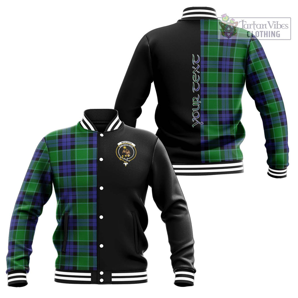 Monteith Tartan Baseball Jacket with Family Crest and Half Of Me Style Unisex - Tartan Vibes Clothing