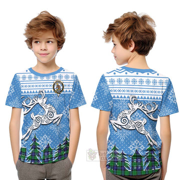 Monteith Clan Christmas Kid T-Shirt Celtic Reindeer Style Youth XL Size14 - Tartan Vibes Clothing