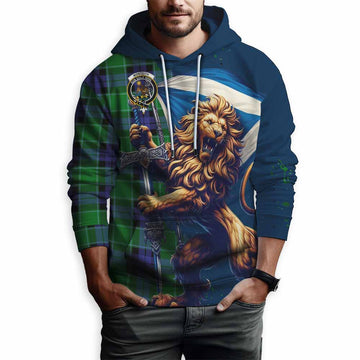 Monteith Tartan Family Crest Hoodie with Scottish Majestic Lion Zip Hoodie - Tartan Vibes Clothing