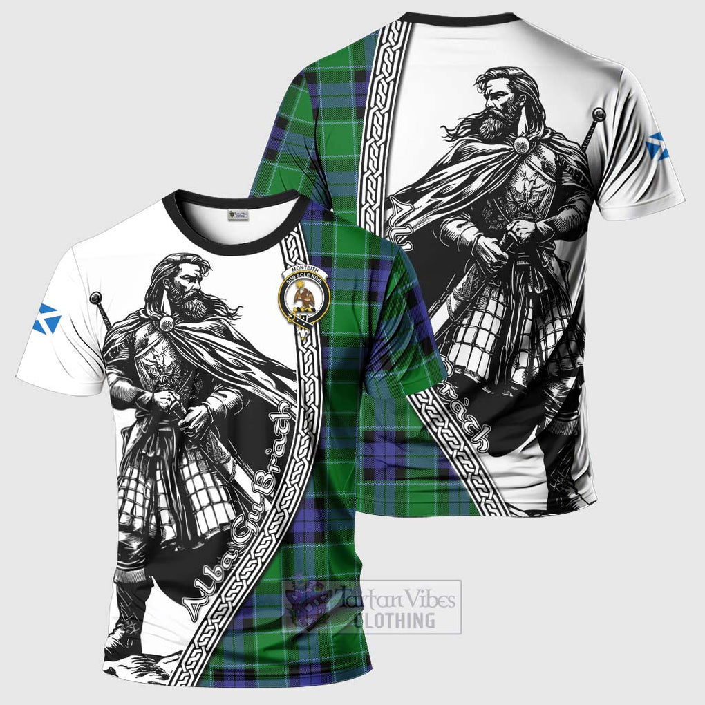 Monteith Tartan Clan Crest T-Shirt with Highlander Warrior Celtic Style Kid's Shirt - Tartan Vibes Clothing