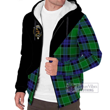 Monteith Tartan Sherpa Hoodie with Family Crest and Military Logo Style Unisex S - Tartan Vibes Clothing