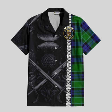 Monteith Tartan Hawaiian Shirt with Family Crest Cross Sword Thistle Celtic Vibes Kid - Tartan Vibes Clothing