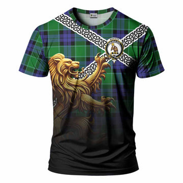 Monteith Crest Tartan T-Shirt with Golden Lion Emblem Celtic Style Kid's Shirt - Tartan Vibes Clothing