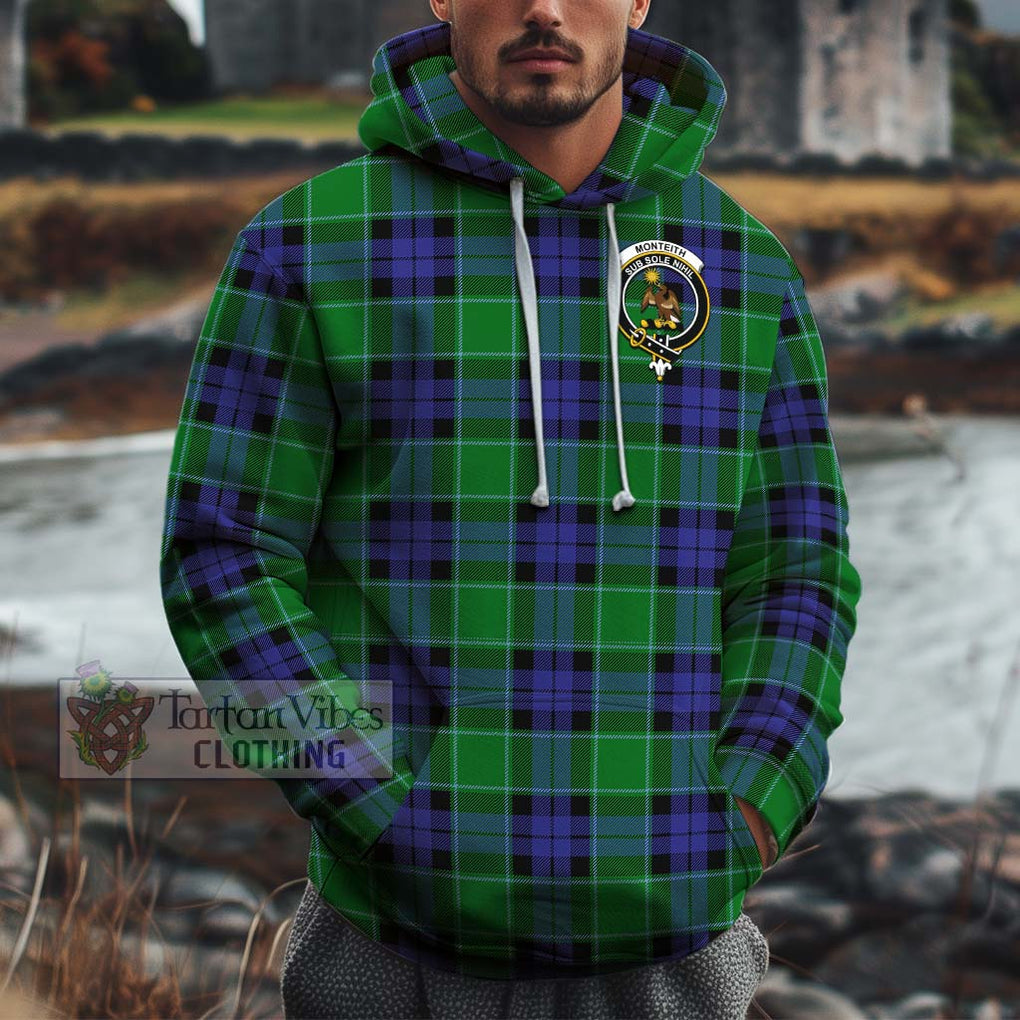 Monteith Tartan Cotton Hoodie with Family Crest Zip Hoodie - Tartan Vibes Clothing