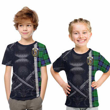 Monteith Tartan Kid T-Shirt with Family Crest Cross Sword Thistle Celtic Vibes Youth XL Size14 - Tartan Vibes Clothing