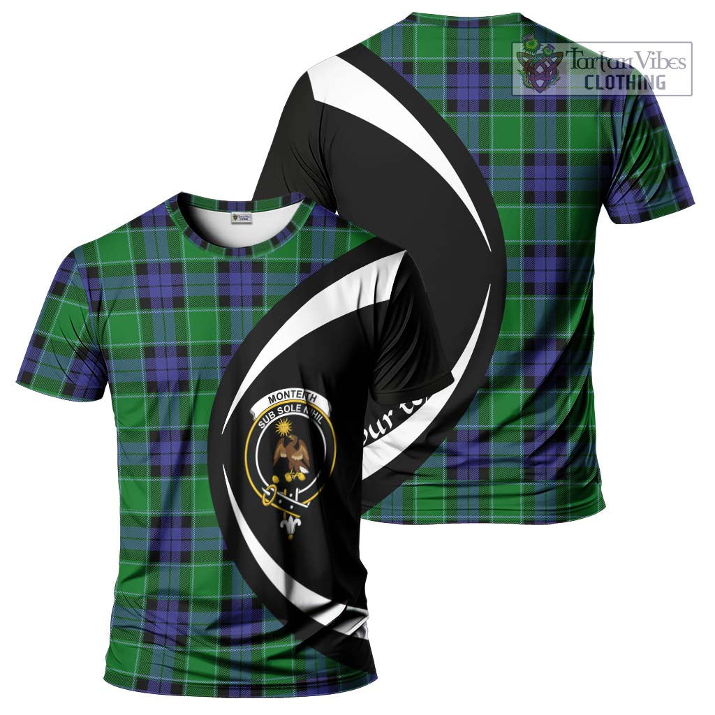 Monteith Tartan T-Shirt with Family Crest Circle Style Kid's Shirt - Tartan Vibes Clothing
