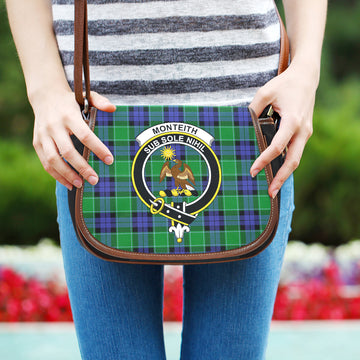 Monteith Tartan Saddle Bag with Family Crest