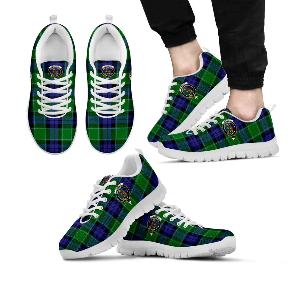 Monteith Tartan Sneakers with Family Crest Kid's Sneakers - Tartan Vibes Clothing