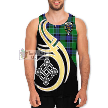 Monteith Tartan Men's Tank Top with Family Crest and Celtic Symbol Style Men - Tartan Vibes Clothing