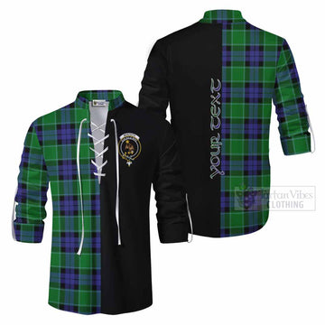 Monteith Tartan Ghillie Kilt Shirt with Family Crest and Half Of Me Style Men - Tartan Vibes Clothing