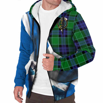 Monteith Tartan Sherpa Hoodie with Family Crest Scotland Patriotic Style Unisex S - Tartan Vibes Clothing