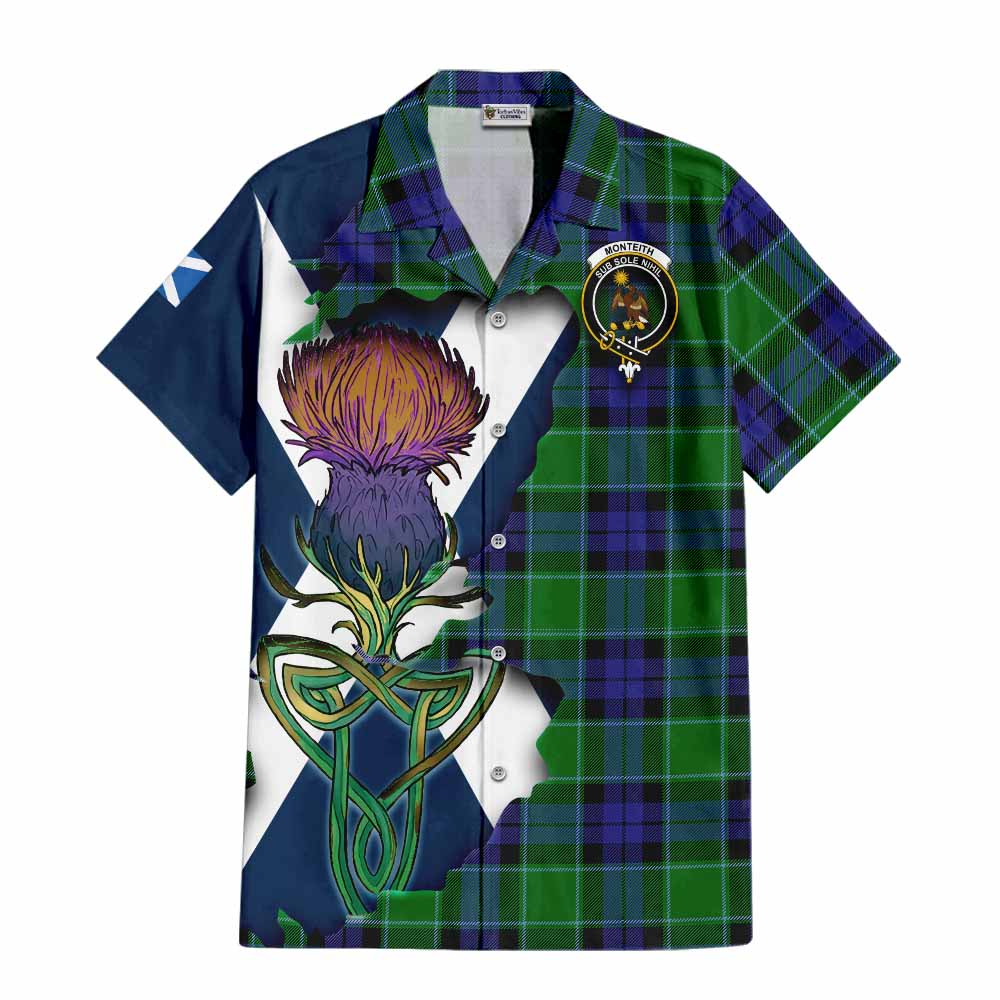 Monteith Tartan Family Crest Hawaiian Shirt Scottish Thistle Celtic Inspired Kid - Tartan Vibes Clothing