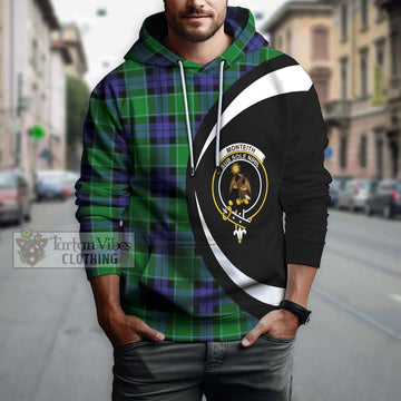 Monteith Tartan Hoodie with Family Crest Circle Style Zip Hoodie - Tartan Vibes Clothing