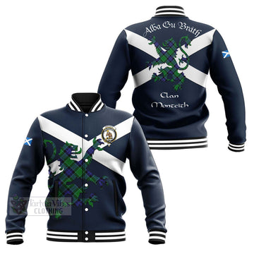 Monteith Tartan Lion Rampant Baseball Jacket Proudly Display Your Heritage with Alba Gu Brath and Clan Name Unisex - Tartan Vibes Clothing