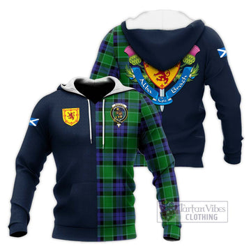 Monteith Tartan Knitted Hoodie Alba with Scottish Lion Royal Arm Half Style Unisex Knitted Pullover Hoodie - Tartan Vibes Clothing
