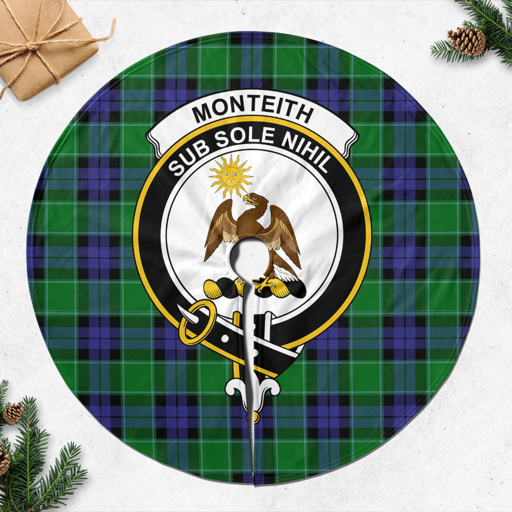 Monteith Tartan Christmas Tree Skirt with Family Crest 47*47 inch - Tartan Vibes Clothing