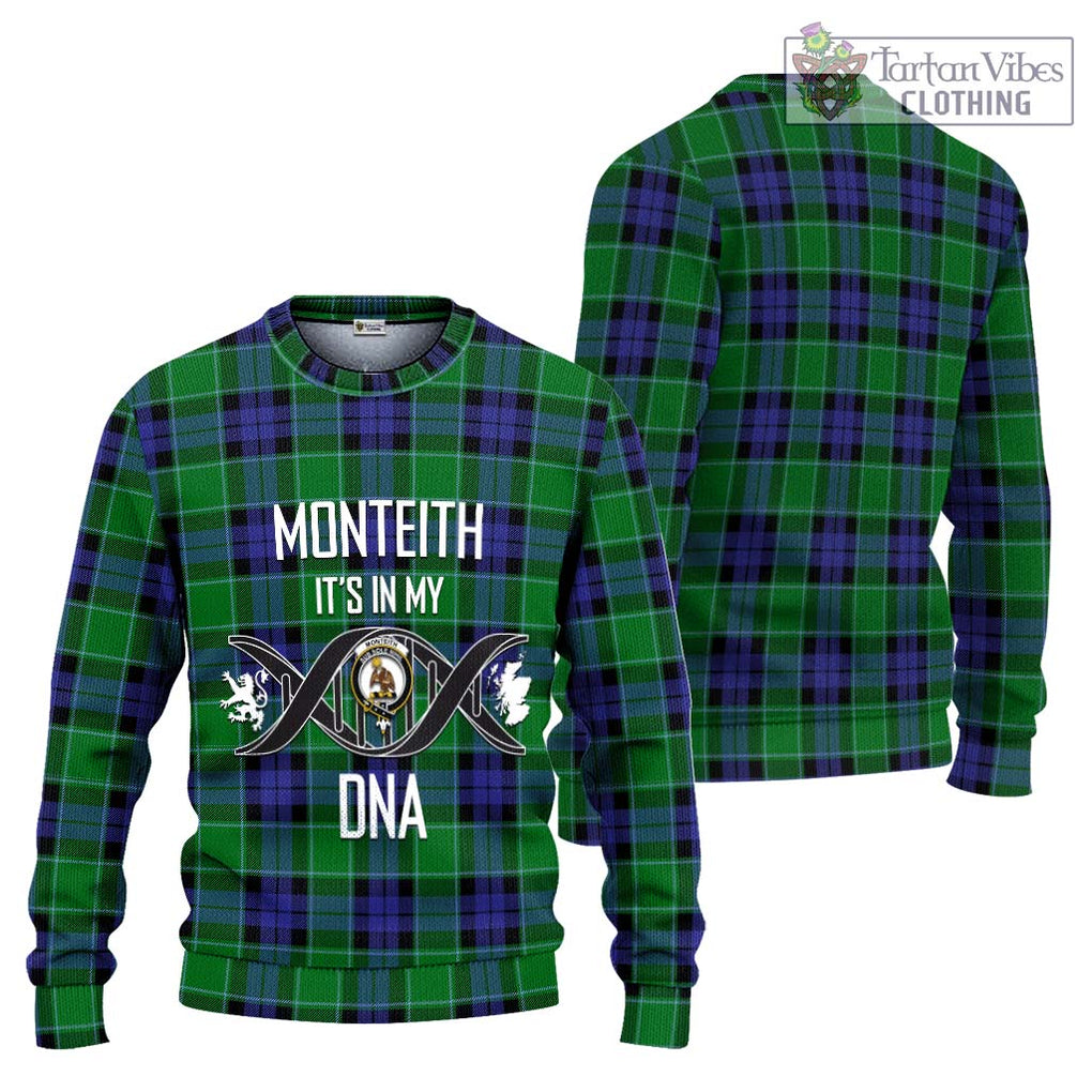 Monteith Tartan Ugly Sweater with Family Crest DNA In Me Style Unisex - Tartan Vibes Clothing