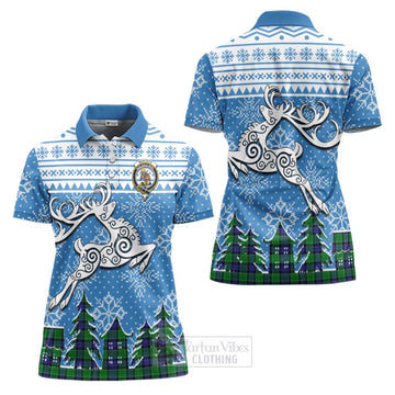 Monteith Clan Christmas Women's Polo Shirt Celtic Reindeer Style Women - Tartan Vibes Clothing