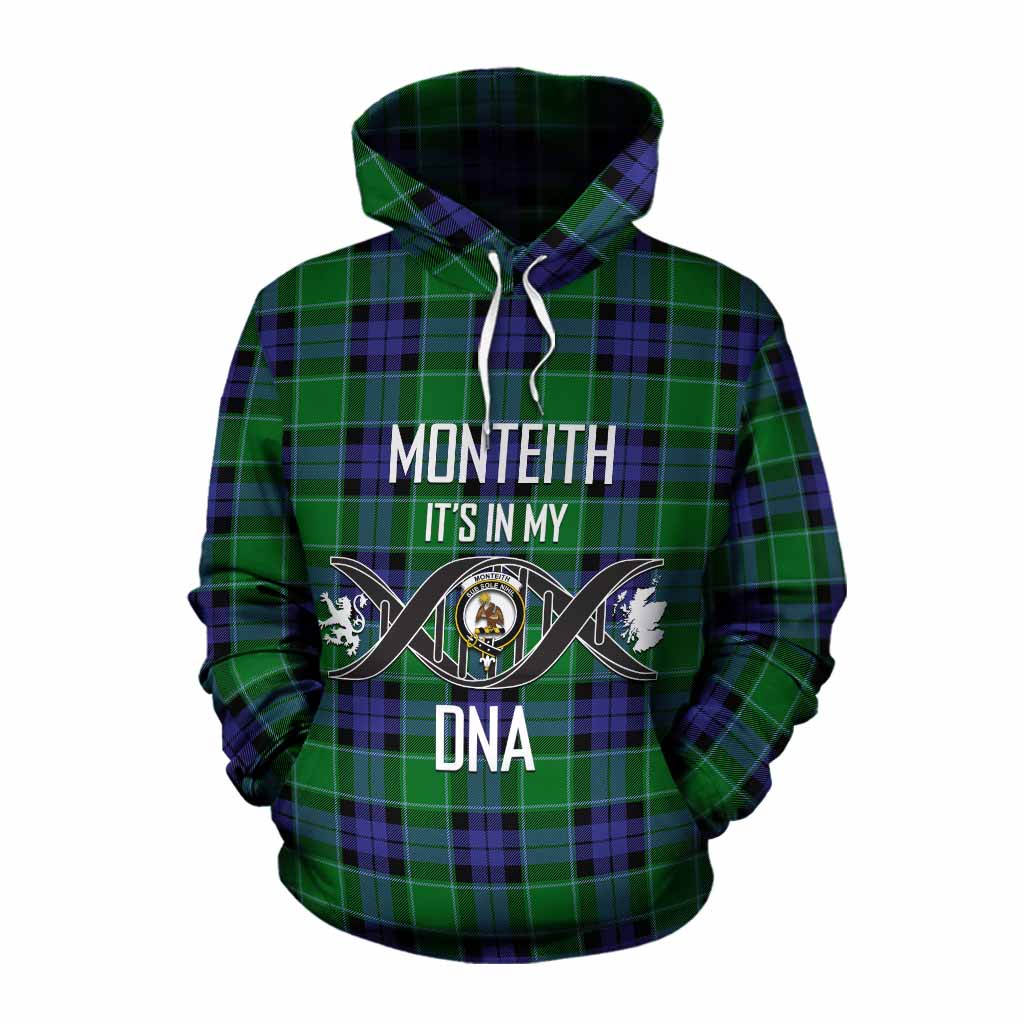 Monteith Tartan Cotton Hoodie with Family Crest DNA In Me Style Pullover Hoodie XS - Tartan Vibes Clothing