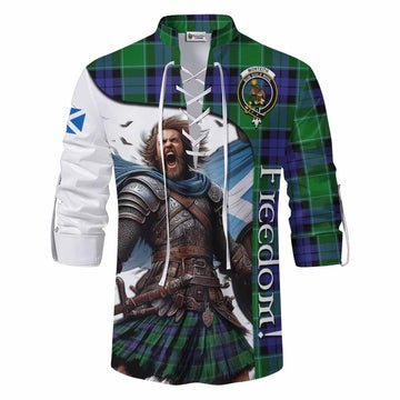 Tartan Vibes Clothing Monteith Crest Tartan Ghillie Kilt Shirt Inspired by the Freedom of Scottish Warrior