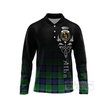 Monteith Tartan Long Sleeve Polo Shirt Featuring Alba Gu Brath Family Crest Celtic Inspired Unisex - Tartan Vibes Clothing