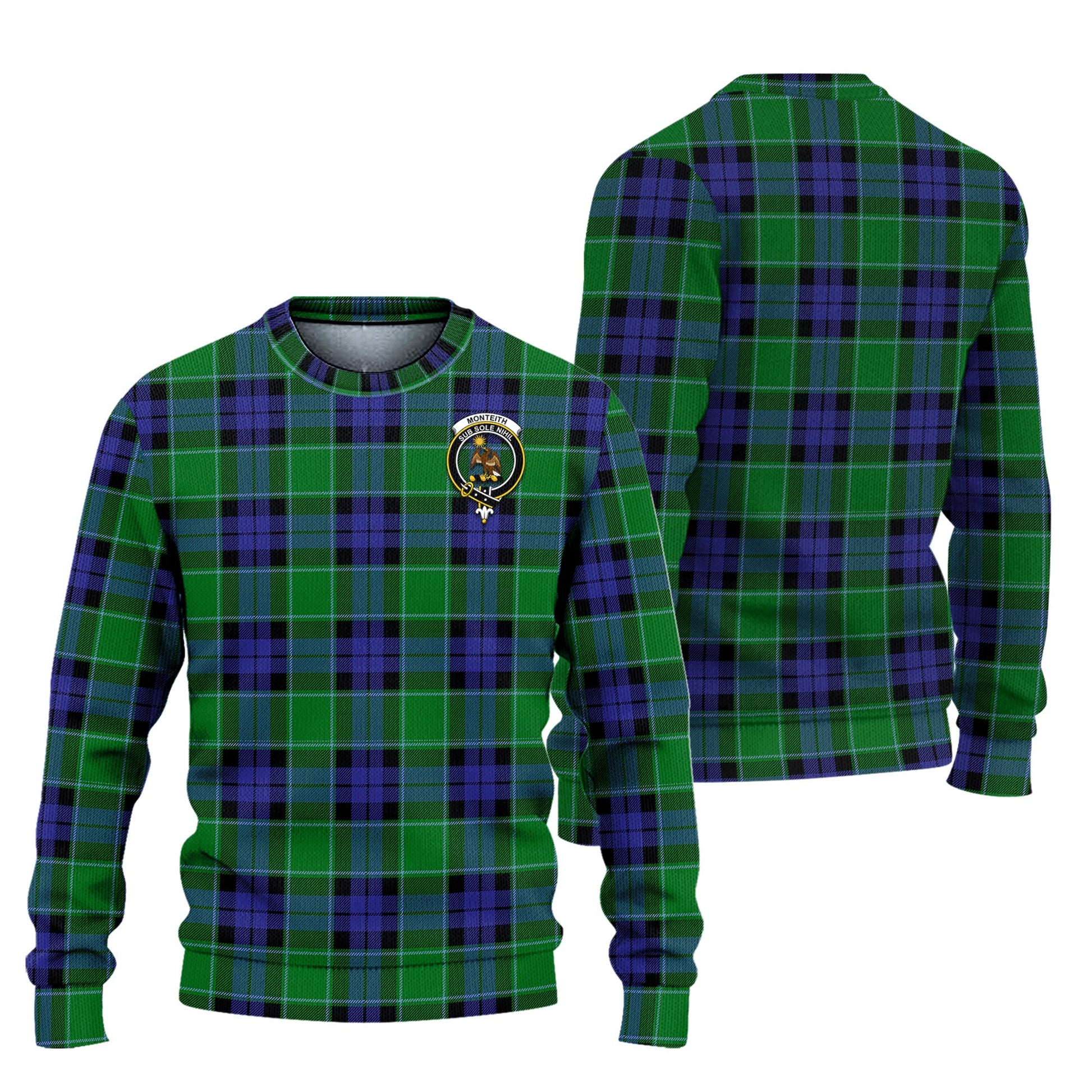 Monteith Tartan Ugly Sweater with Family Crest Unisex - Tartan Vibes Clothing