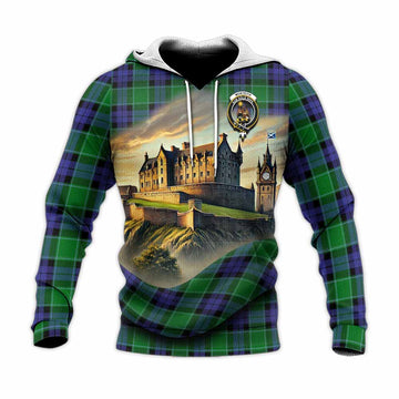 Monteith Tartan Family Crest Knitted Hoodie with Scottish Ancient Castle Style Unisex Knitted Pullover Hoodie - Tartan Vibes Clothing