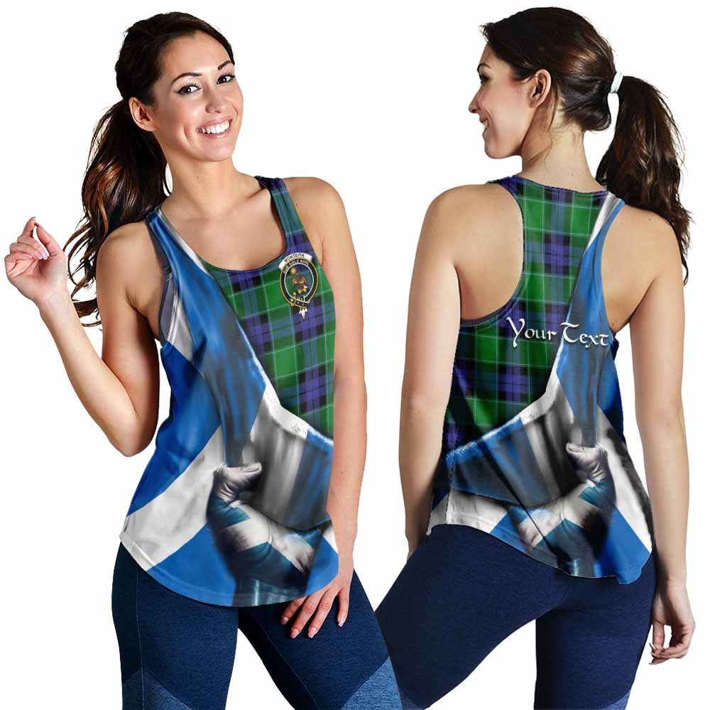 Monteith Tartan Women's Racerback Tanks with Family Crest Scotland Patriotic Style 4XL - Tartan Vibes Clothing