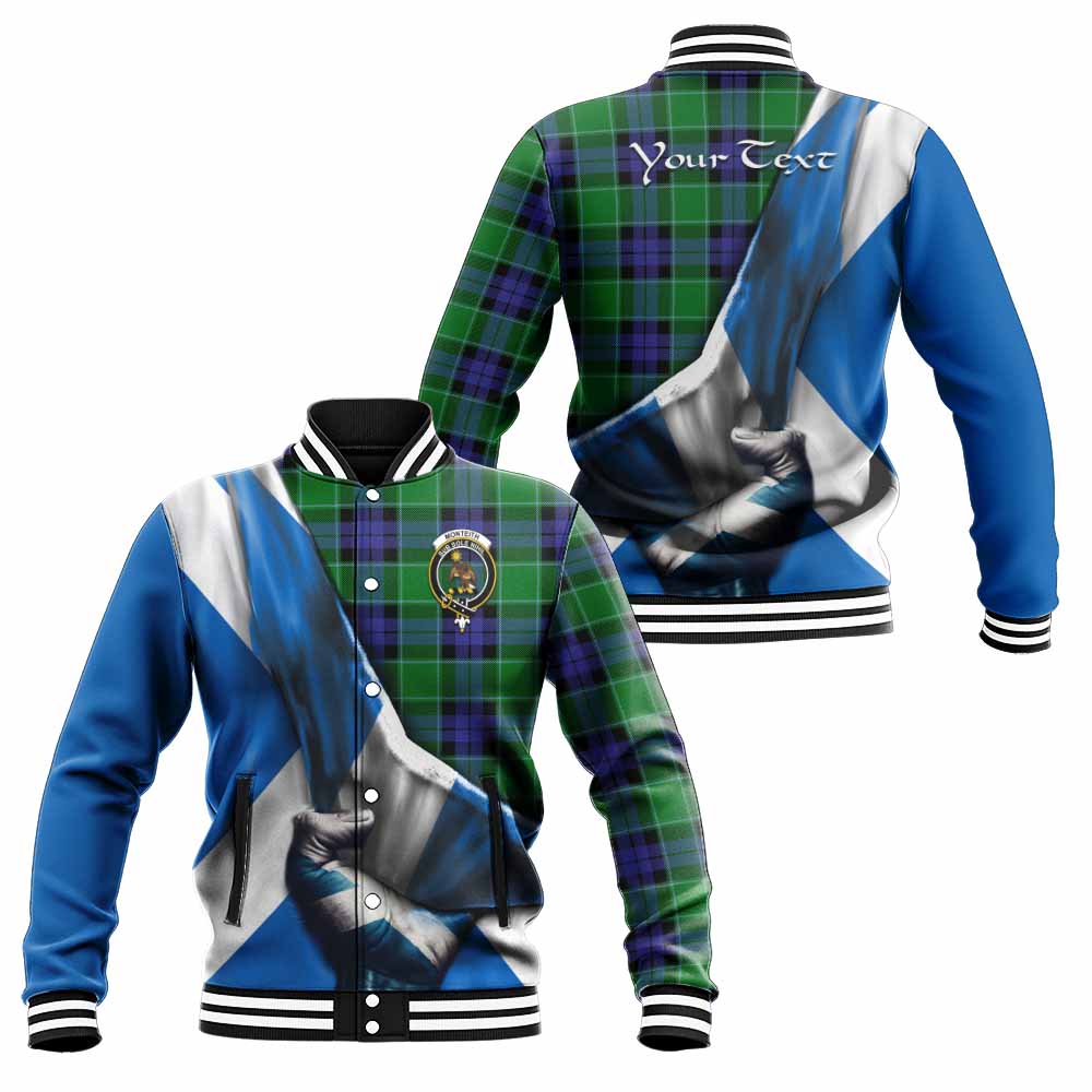 Monteith Tartan Baseball Jacket with Family Crest Scotland Patriotic Style Unisex - Tartan Vibes Clothing
