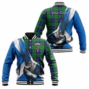 Monteith Tartan Baseball Jacket with Family Crest Scotland Patriotic Style Unisex - Tartan Vibes Clothing