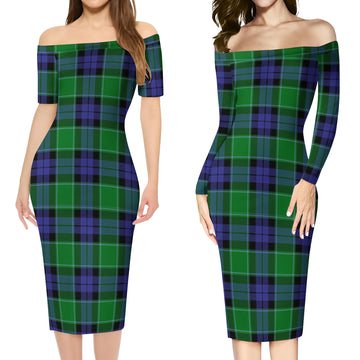 Monteith Tartan Off Shoulder Lady Dress Women's Dress - Tartan Vibes Clothing