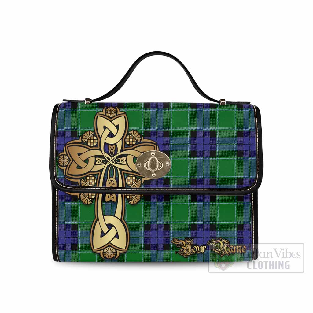 Tartan Vibes Clothing Monteith Tartan Waterproof Canvas Bag Golden Thistle Celtic Cross Style