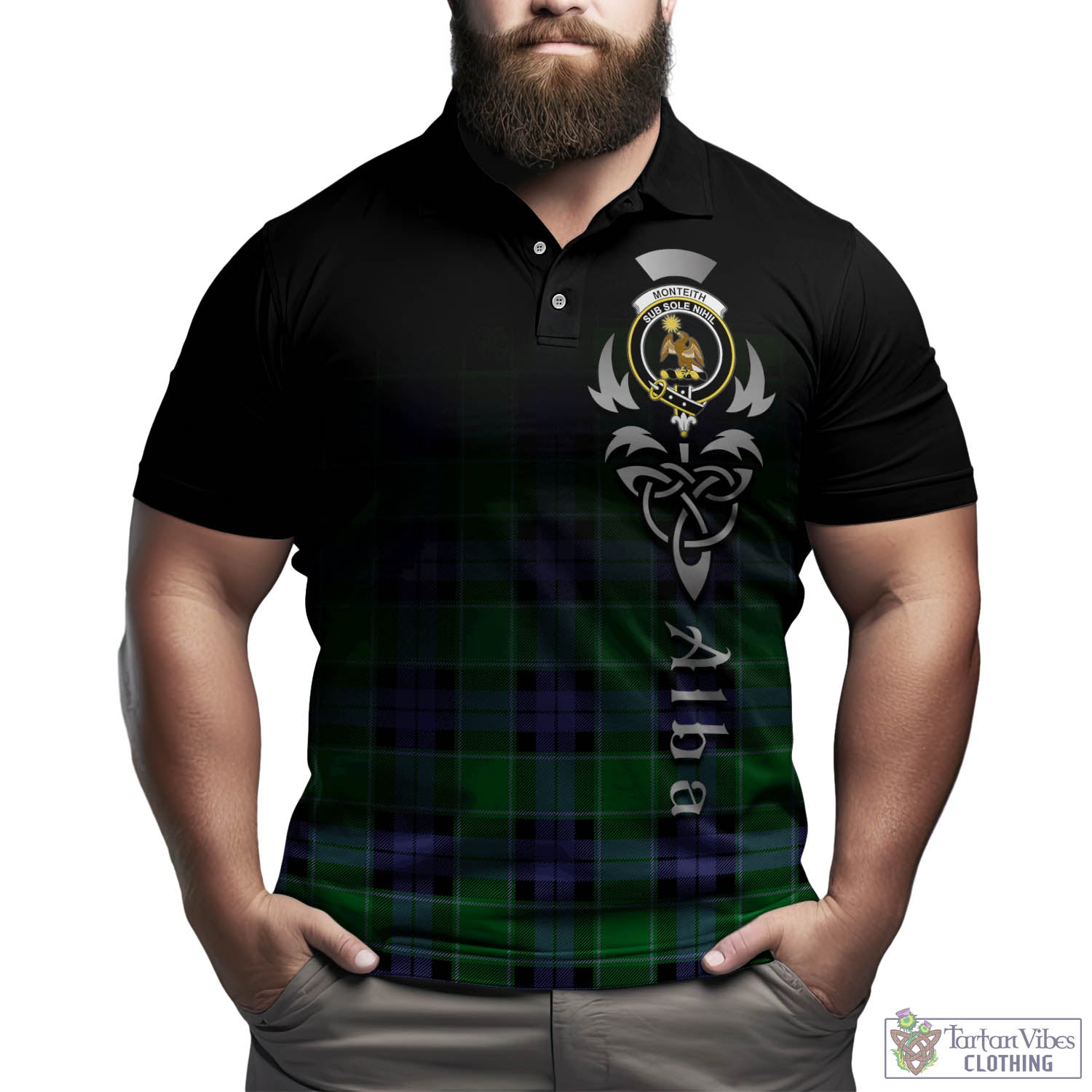 Monteith Tartan Polo Shirt Featuring Alba Gu Brath Family Crest Celtic Inspired Kid - Tartan Vibes Clothing