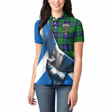 Monteith Tartan Women's Polo Shirt with Family Crest Scotland Patriotic Style Women - Tartan Vibes Clothing