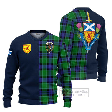 Monteith Tartan Ugly Sweater Alba with Scottish Lion Royal Arm Half Style Unisex - Tartan Vibes Clothing