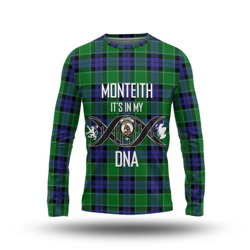 Monteith Tartan Long Sleeve T-Shirt with Family Crest DNA In Me Style Unisex - Tartan Vibes Clothing