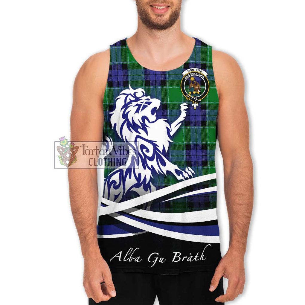 Monteith Tartan Men's Tank Top with Alba Gu Brath Regal Lion Emblem Men - Tartan Vibes Clothing