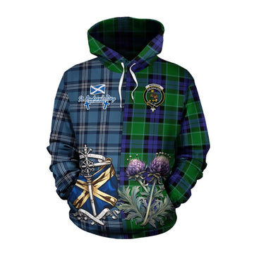 Monteith Tartan Cotton Hoodie Happy St. Andrew's Day Half Tartan Style Pullover Hoodie XS - Tartan Vibes Clothing