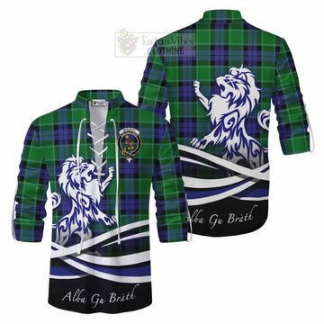 Monteith Tartan Ghillie Kilt Shirt with Alba Gu Brath Regal Lion Emblem Men - Tartan Vibes Clothing