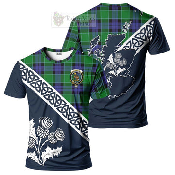 Monteith Tartan T-Shirt Featuring Thistle and Scotland Map Kid's Shirt - Tartanvibesclothing Store