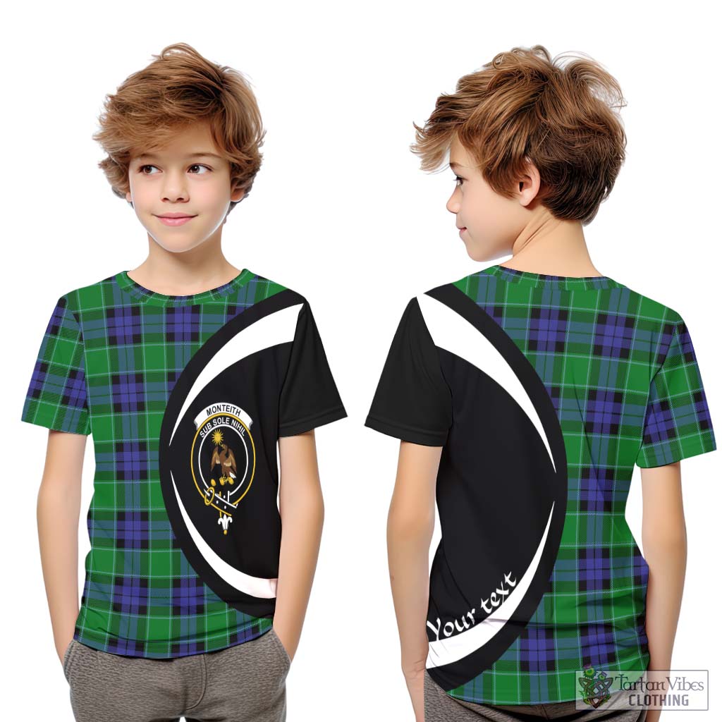 Monteith Tartan Kid T-Shirt with Family Crest Circle Style Youth XL Size14 - Tartan Vibes Clothing