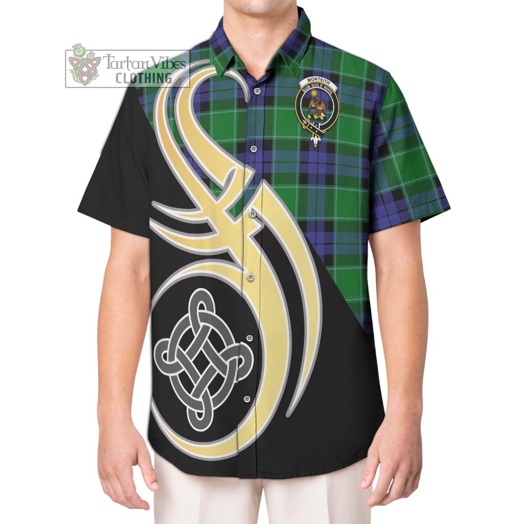 Monteith Tartan Hawaiian Shirt with Family Crest and Celtic Symbol Style Kid - Tartan Vibes Clothing