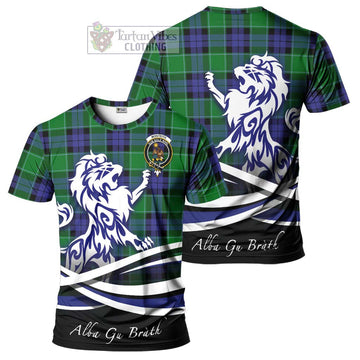 Monteith Tartan Cotton T-shirt with Alba Gu Brath Regal Lion Emblem Women's Shirt - Tartan Vibes Clothing