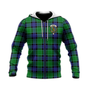 Monteith Tartan Knitted Hoodie with Family Crest