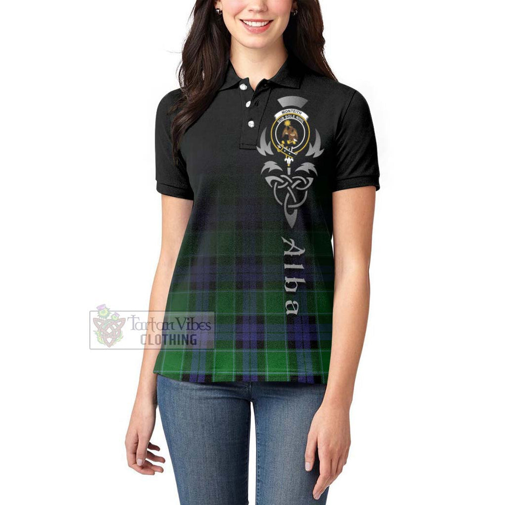 Monteith Tartan Women's Polo Shirt Featuring Alba Gu Brath Family Crest Celtic Inspired - Tartan Vibes Clothing