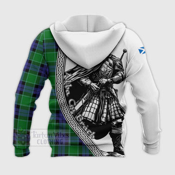 Monteith Tartan Clan Crest Knitted Hoodie with Highlander Warrior Celtic Style - Tartan Vibes Clothing